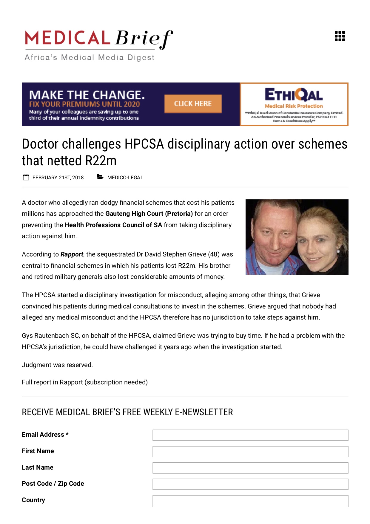 Doctor challenges HPCSA disciplinary ac...hemes that netted R22m - Medical Brief